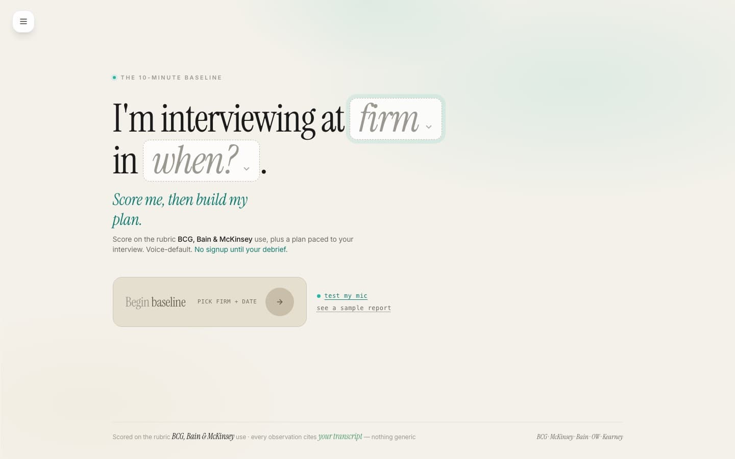 CaseStar, AI case-interview coach, as it looks live at casestar.io